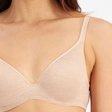 Close up of Seamless contoured cups of the Berlei Barely There Contour Bra in Skin.