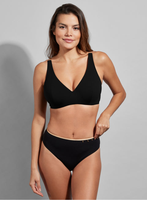 Cosmic High Waist High Cut Bikini Brief Black