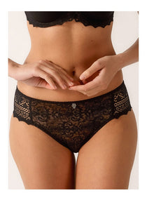 Empreinte Cassiopee Bikini Brief in Black with lace front and invisible seamless design.