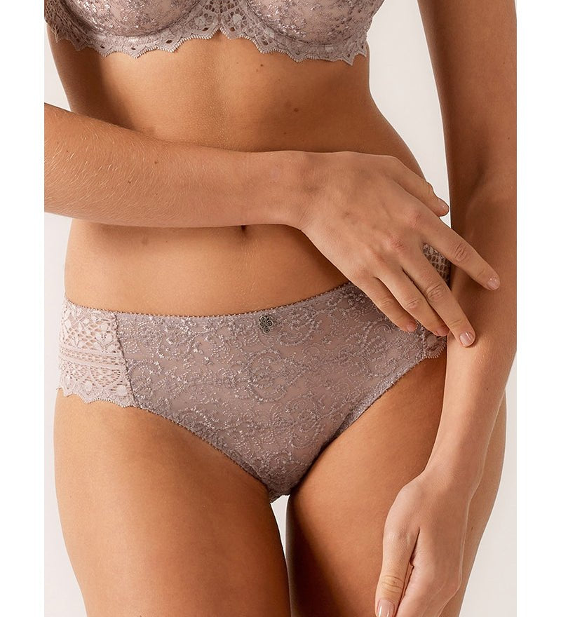 Empreinte Cassiopee Bikini Brief Rose Sauvage with lace detail and seamless fit.