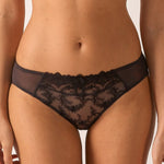 Empreinte Louise Bikini Brief Ombre Black with romantic lace embroidery and soft tulle front.
