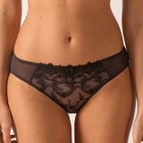 Empreinte Louise Bikini Brief Ombre Black with romantic lace embroidery and soft tulle front.