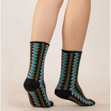 Velvet Cotton ZigZag Socks Black
