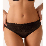 Empreinte Melody Bikini Brief in Black with lace detailing for smooth, invisible wear.