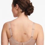 Back view of Chantelle Hedona Minimiser Bra Nude, featuring leotard U-shaped back and adjustable straps, as seen at The Foundation.