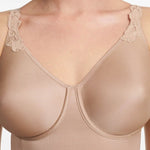 Close-up of Chantelle Hedona Bodysuit Nude, focusing on smooth cups and supportive straps, detailed image from The Foundation.