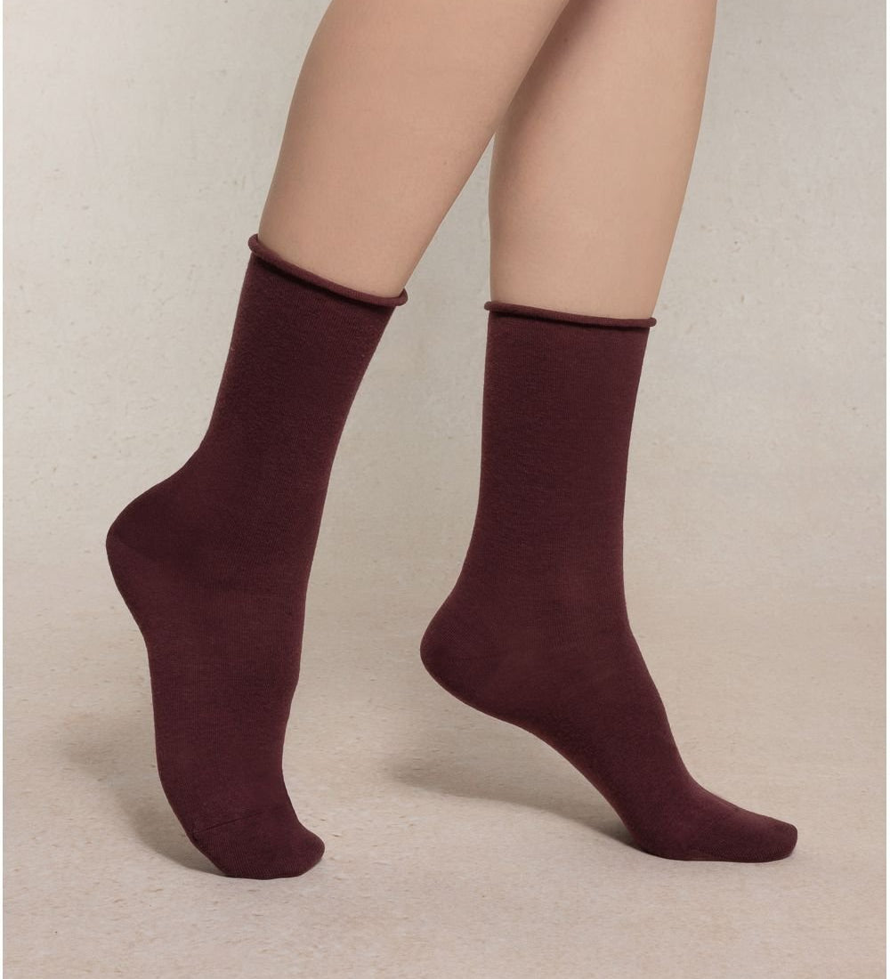 Fine merino wool socks for women by bleuforet in cianti colour are fine warm socks with 100% cotton lining
