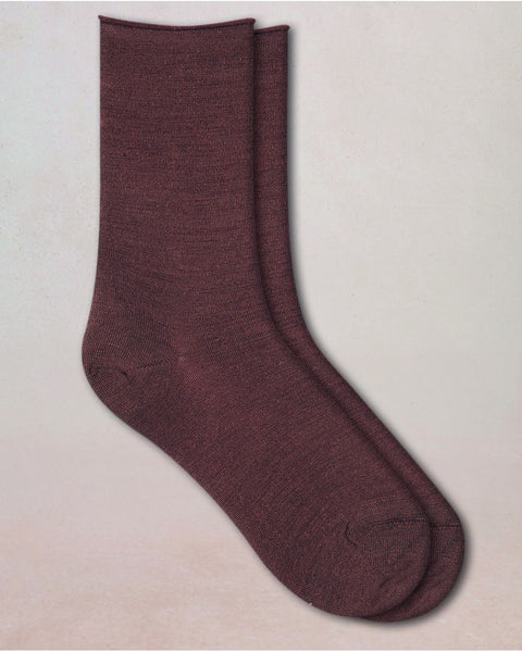 Wool Cotton Doubleface Socks Short Toffee Brown