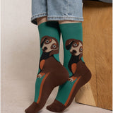 Bleuforet womens socks with Dachshund dog pattern for dog lovers on green