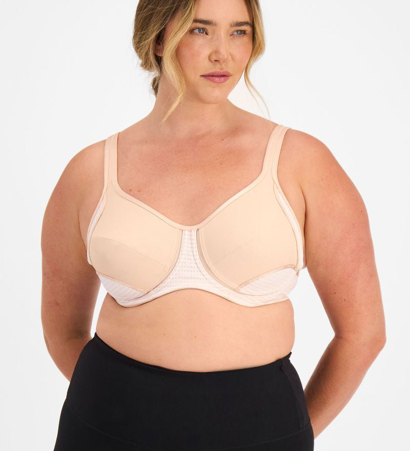 Berlei Electrify Mesh underwire sports bra in nude glow for women Style YYN7  for high impact sports