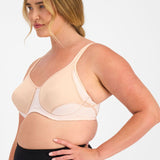 Berlei Electrify Mesh underwire sports bra in nude glow for women Style YYN7  for high impact sports angle view