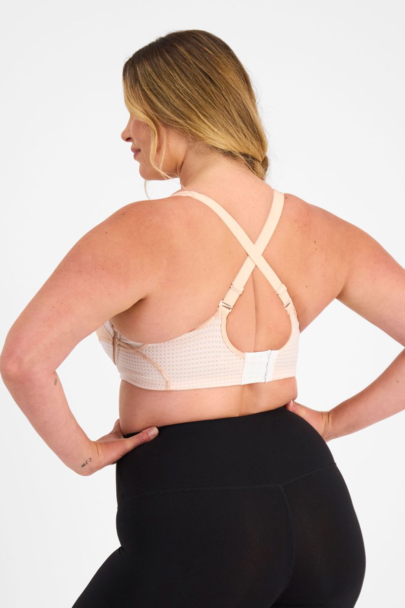 Berlei Electrify Mesh underwire sports bra in nude glow for women Style YYN7  for high impact sports with cross back
