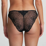 Back view of Jane Italian Brief showcasing sheer floral lace and a bow detail with pearl jewel accent.