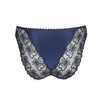 Back of Flat lay Italian Brief with bow and jewel embellishment and lace detailing.