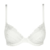 Flat lay of Jane Push Up Bra Natural from The Foundation, featuring delicate lace embroidery and a flattering push-up silhouette