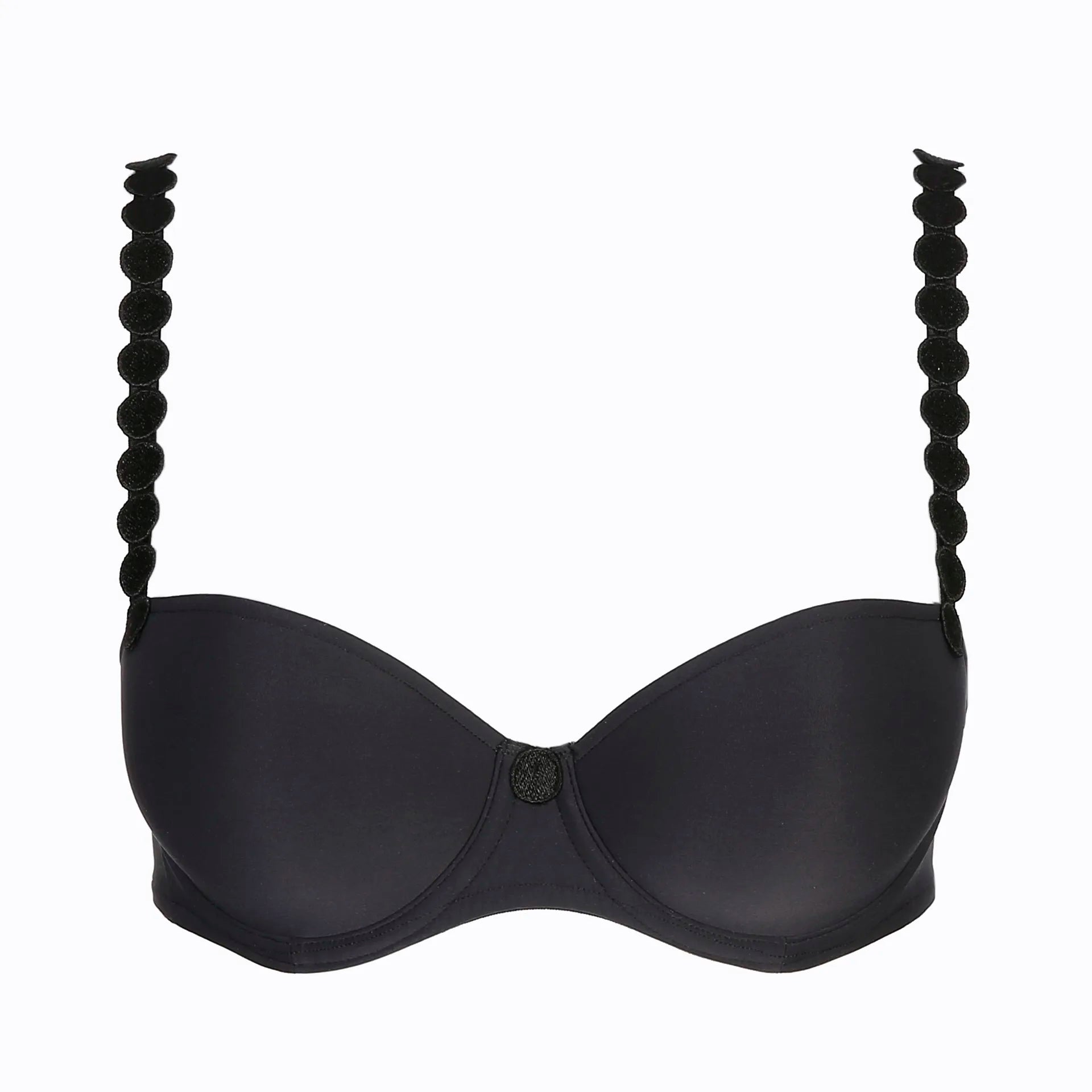 Flat lay of Marie Jo Tom Balcony Bra in Charcoal with straight straps—supportive and sleek option.