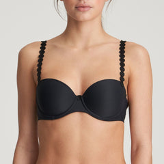 Front view of Marie Jo Tom Padded Balcony Convertible Bra in Charcoal, showcasing elegant lift and convertible strap design.