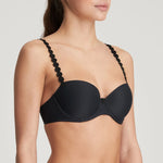 Side angle of Tom Balcony Bra Charcoal, highlighting padded cups and underwire fit for natural cleavage.