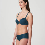 Model wearing Tom Mini Padded Plunge Bra in Empire Green, demonstrating flattering fit for all skin tones