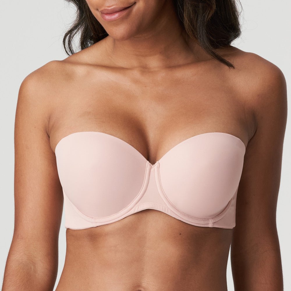 PrimaDonna Figuras Strapless Bra in Powder Rose – front view showing bandeau cut and seamless finish.