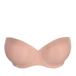 Flat lay of Figuras Strapless Bra in Powder Rose – bandeau shape with padded, seamless design.