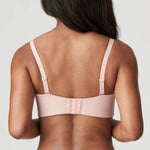 Back view of strapless bra showing secure band construction and smooth finish in Powder Rose.