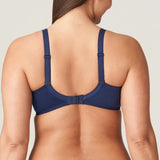 Back view of Osino Full Cup Bra Sapphire Blue, showcasing supportive fit and lace-trimmed straps