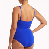 Essentials Cross Front Multifit One Piece Swimsuit Cobalt