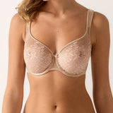 Empreinte Melody Seamless Full Cup Bra in Caramel with underwire support and floral lace.