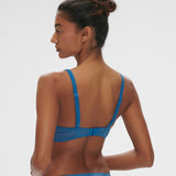 Back angle of the Karma Triangle Bra showing multiway straps and delicate lace band for a barely-there feel.