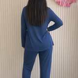 Bella Lace Modal Long Sleeve PJ Set Dark Denim
