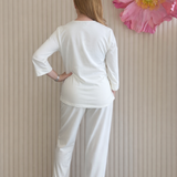 Ella Cotton Knit Long Sleeve Pyjama Set Coconut