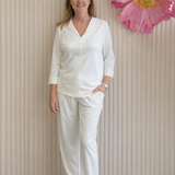 Ella Cotton Knit Long Sleeve Pyjama Set Coconut