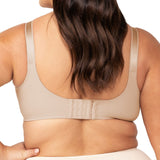 Back view of the maternity bra highlighting the multi-hook closure and wide back band for extra support.