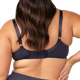 Back view of Triumph Gorgeous T-Shirt Bra in Black, featuring a soft hook-and-eye closure—available at The Foundation.