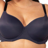 close-up of Triumph Gorgeous T-Shirt Bra in Black with seamless moulded cups—available at The Foundation.