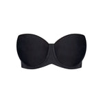 Flat lay of Triumph’s Beautiful Silhouette Strapless Bra in Black, smooth moulded design exclusively at The Foundation.