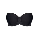 Flat lay of Triumph’s Beautiful Silhouette Strapless Bra in Black, smooth moulded design exclusively at The Foundation.