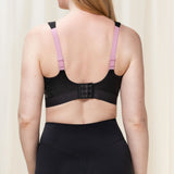 Back view of Triaction Control Lite Black sports bra, highlighting Dynamic Light® fabric and supportive design
