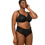 Full body shot of model in Ladyform Soft WX Bra Black, highlighting comfortable fit and adjustable straps