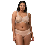 “Full body shot of a model in Triumph Ladyform Soft WX Bra and briefs, showcasing comfortable fit for all-day wear.