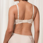 Back image of The Foundation’s Creamy Dream Amourette Charm Bra, featuring adjustable straps and lace panel band.