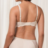 Back image of The Foundation’s Creamy Dream Amourette Charm Bra, featuring adjustable straps and lace panel band.