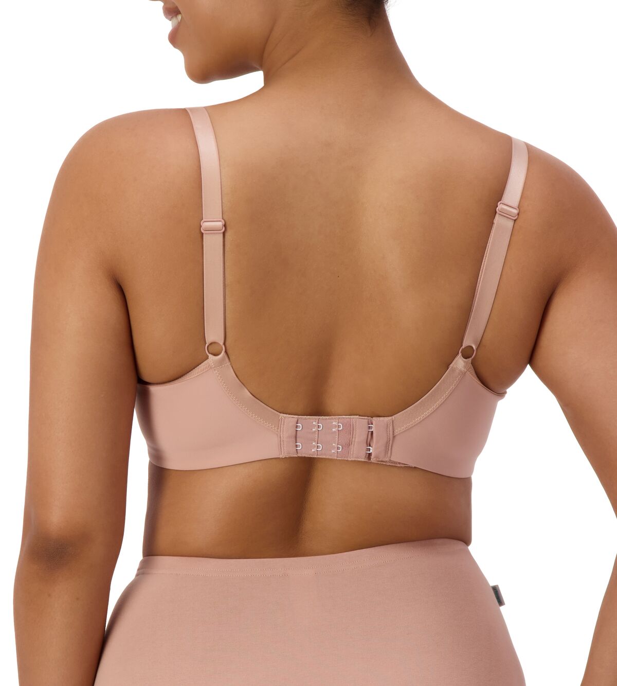 Back view  of Gorgeous Maternity P Blusher Beige maternity bra, showing adjustable straps and A-frame support
