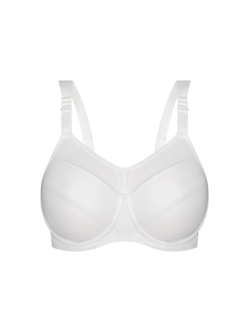 Triumph Triaction Ultra W Sports Bra White product image, featuring double-layer cups and structured design.