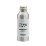 Swim Savvy 100ml laundry liquid in an aluminium bottle for delicate swimwear care and chlorine removal.