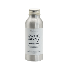 Swim Savvy 100ml laundry liquid in an aluminium bottle for delicate swimwear care and chlorine removal.