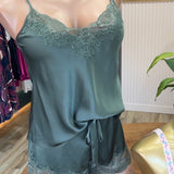 Silk Lace Slip Moss
