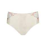 Flat lay of Prima Donna Mohala Full Briefs Vintage Natural laid flat displaying soft pastel floral embroidery and smooth fabric.