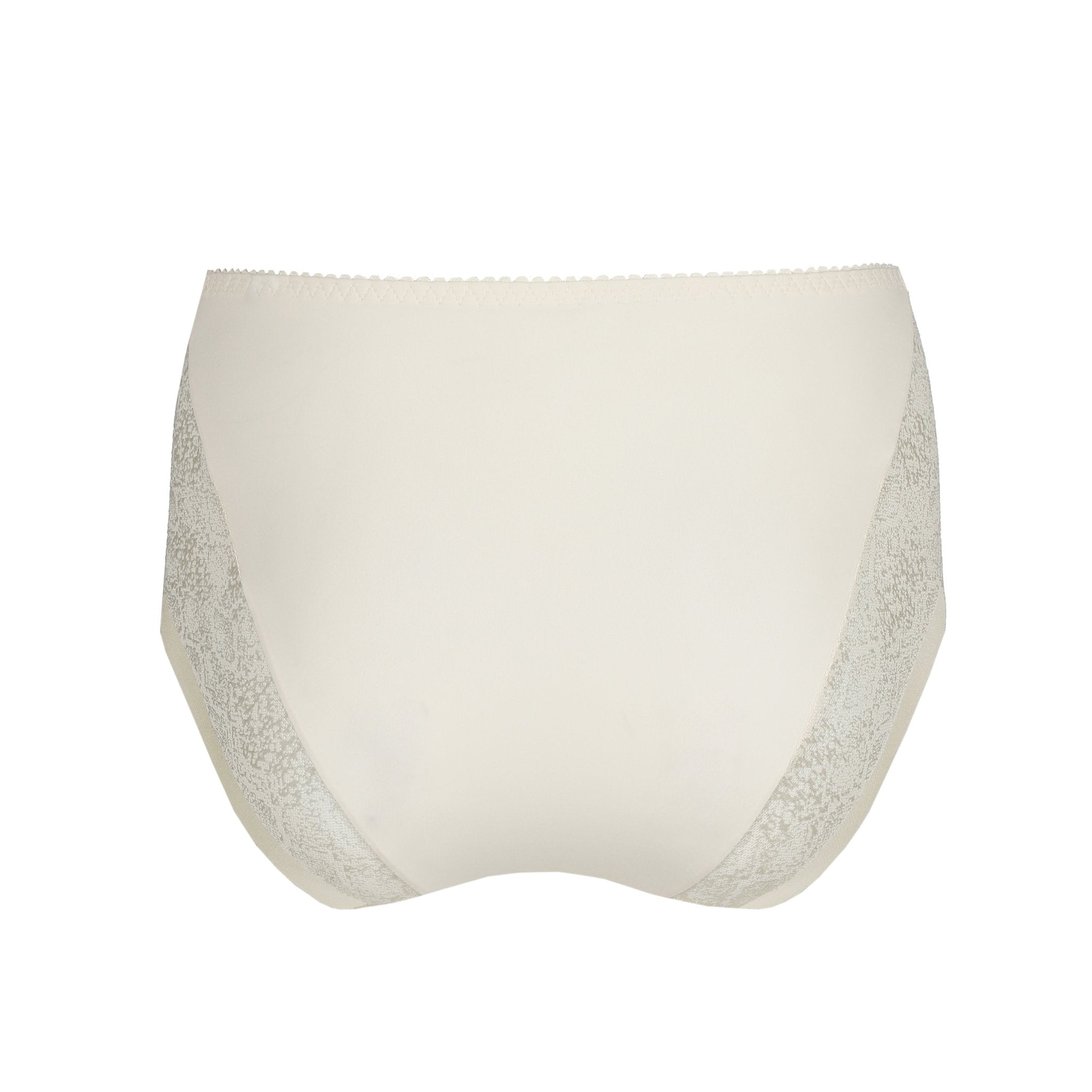 Back view Flat lay of Mohala Full Briefs Vintage Natural by Prima Donna seamless design and elegant lace front panels.